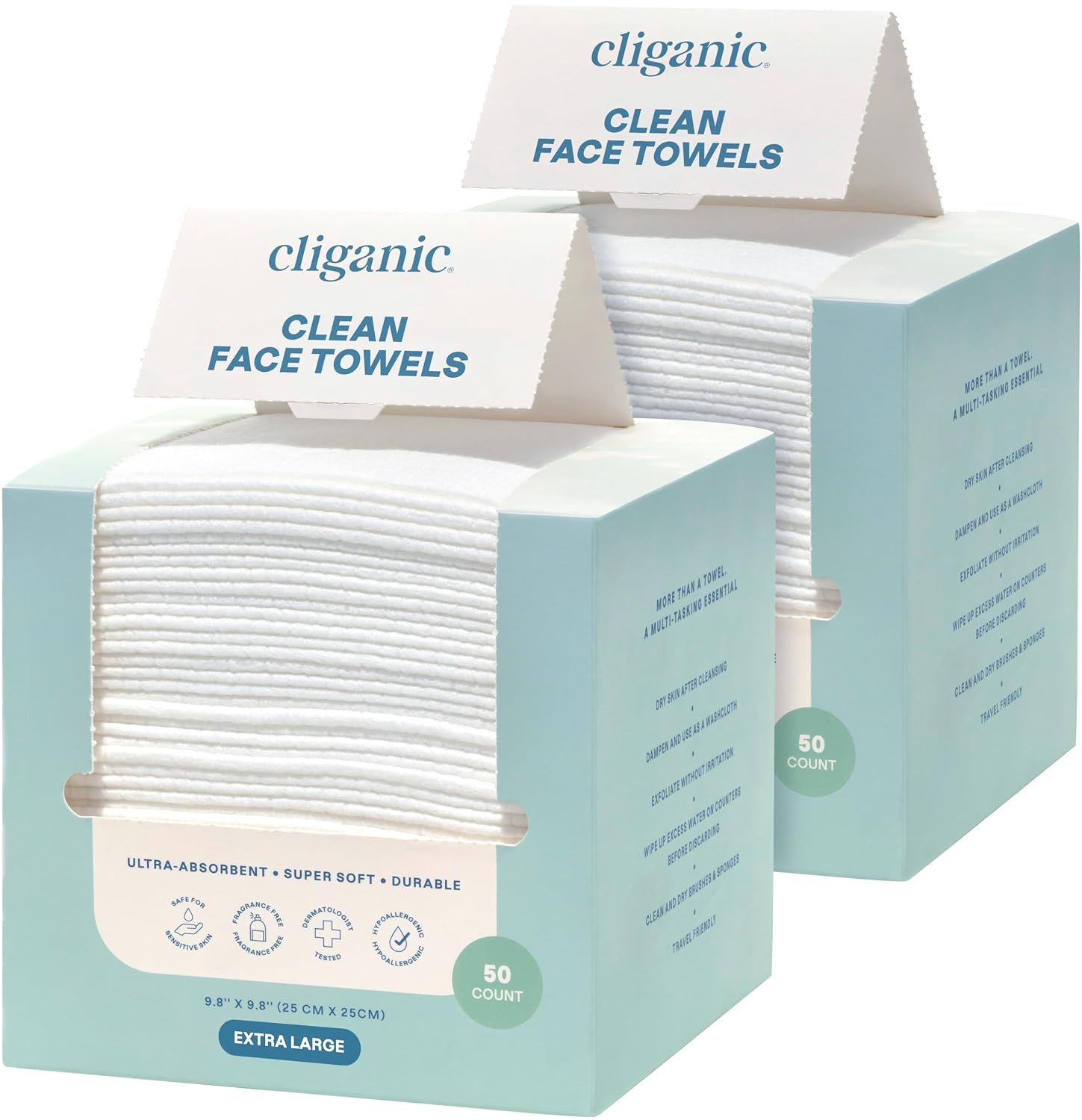 Xl Skincare - XL Disposable Face Towels, 100-Pack, Ultra-Absorbent,