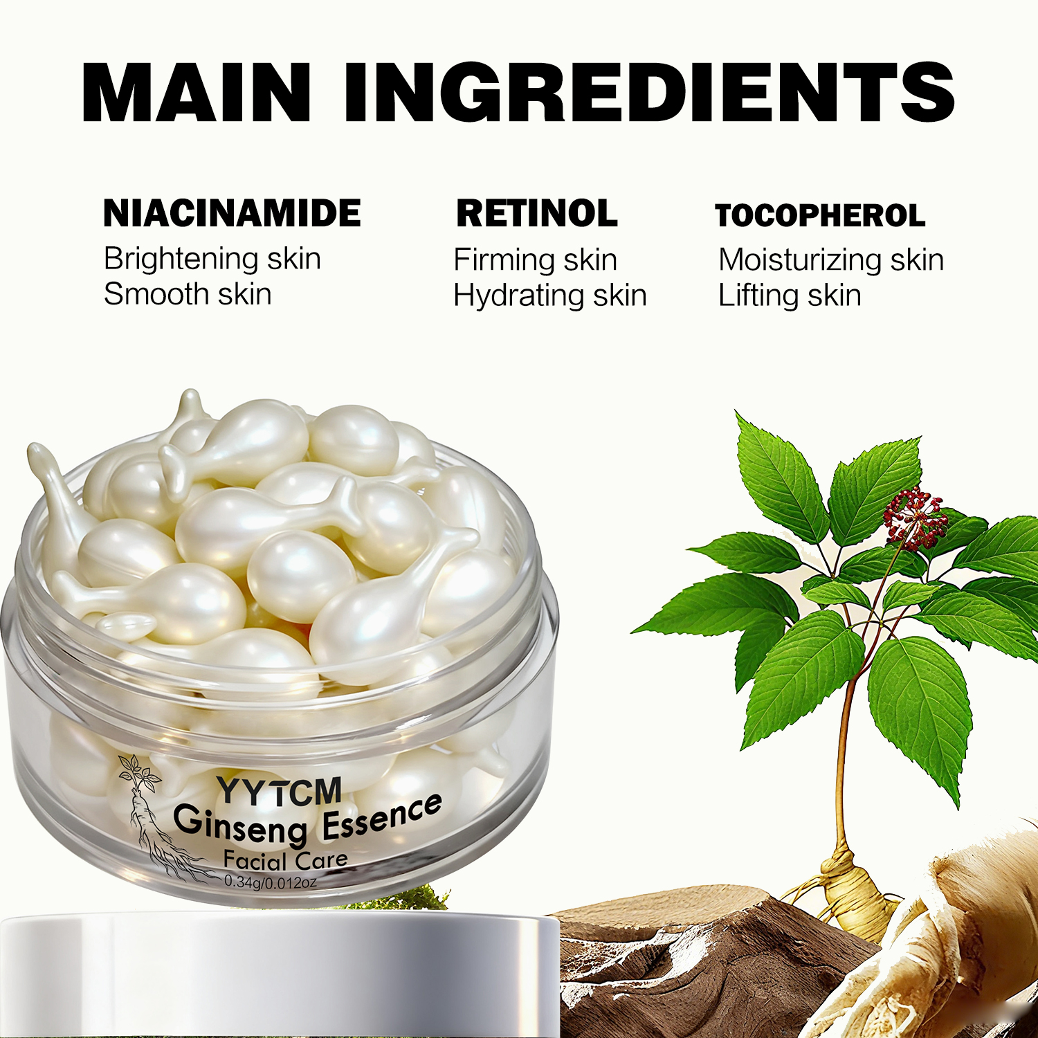 Ginseng Essence Capsules, Mois - đánh giá và giá Niacinamide Brightening Serum