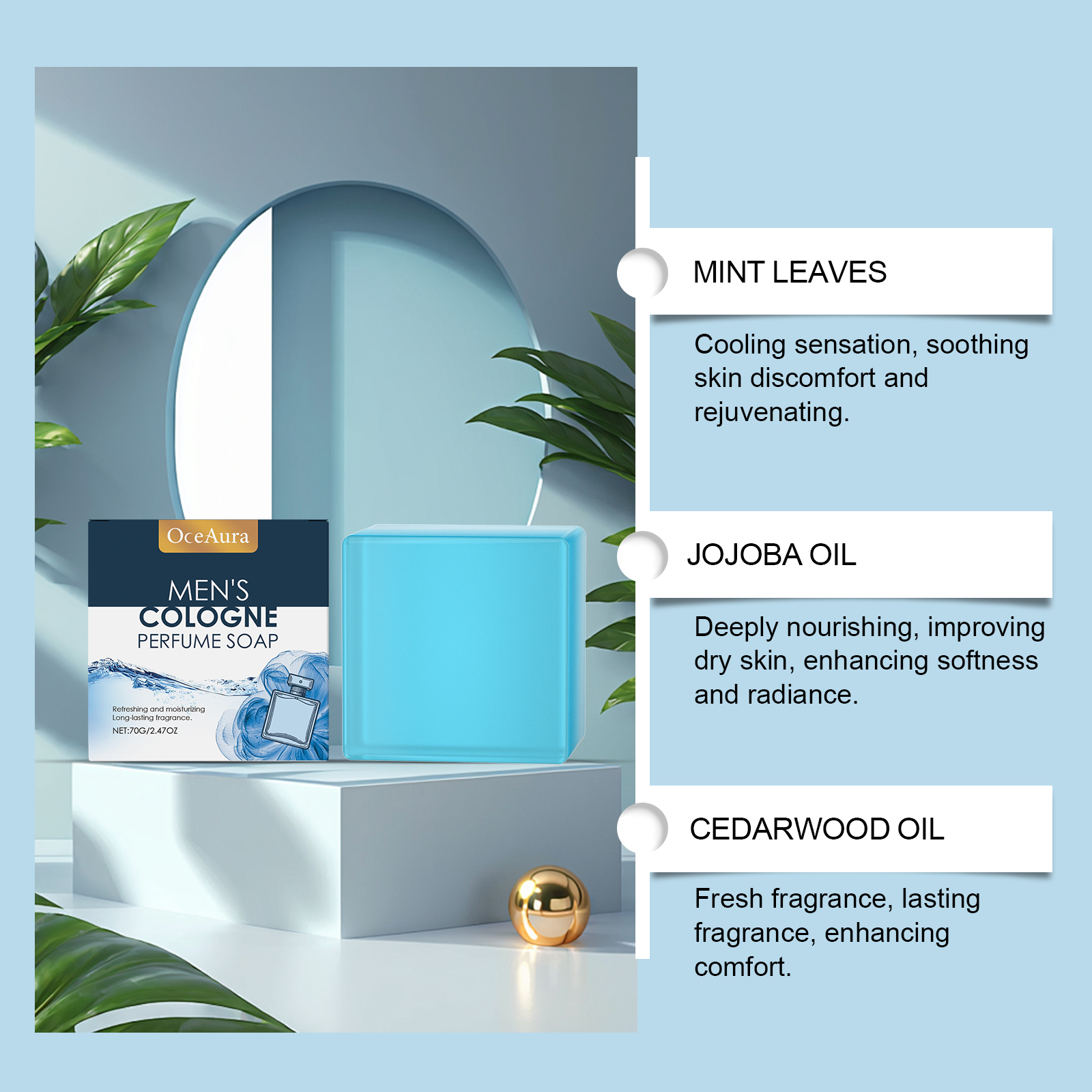 OceAura Men's Perfume Bath Soa - đánh giá và giá Skincare Oily Skin